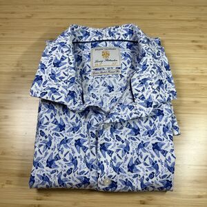 Brook Taverner Tailored Fit Birds Print Cotton Stretch L/Sleeve Shirt  18.5”/35”